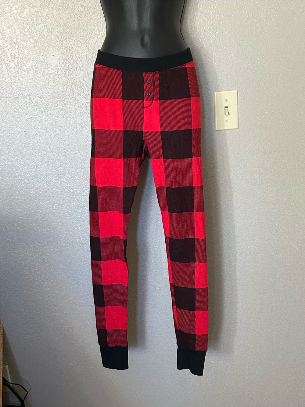 Old Navy Women's Red Buffalo Check Plaid Thermal Pajama Pants Leggings Sz XS